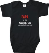 Rompertjes baby met tekst - Papa is de allerliefste van de hele wereld - Romper zwart - Maat 74/80