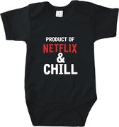Rompertjes baby met tekst - Product of netflix & chill - Romper zwart - Maat 74/80