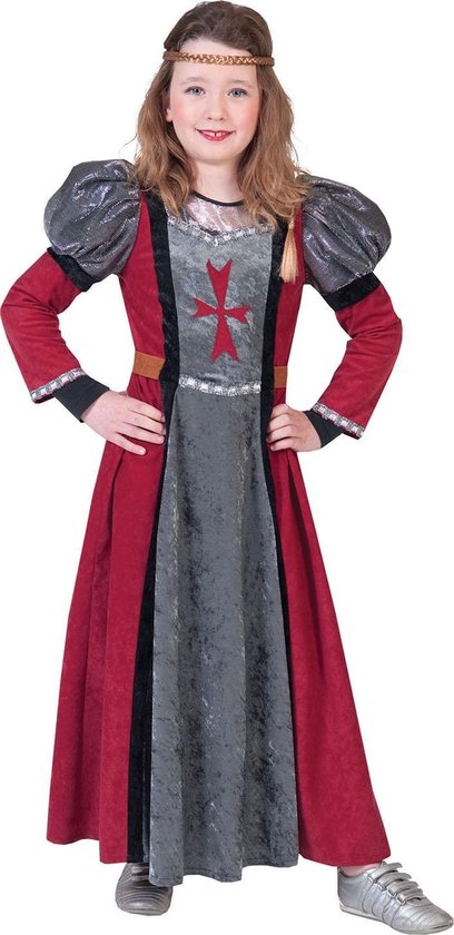 Middeleeuwse & Renaissance Strijders Kostuum | Roughside Lady Jurk Meisje | Maat 128 | Carnaval kostuum | Verkleedkleding