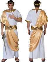 Funny Fashion - Griekse & Romeinse Oudheid Kostuum - Aresta Romein - Man - Wit / Beige, Goud - Maat 52-54 - Carnavalskleding - Verkleedkleding