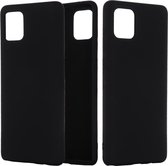 Voor Galaxy A81 Effen kleur Vloeibaar siliconen Valbestendig Volledige dekking Beschermhoes (zwart)