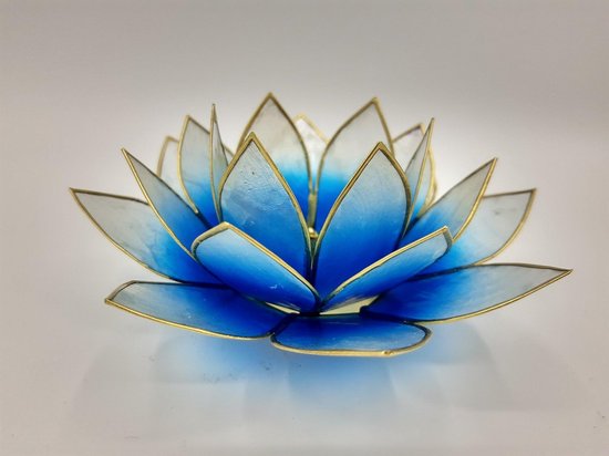 Lotus blauw/wit waxinelichthouder | bol.com