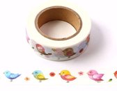 Washi tape - verschillende kleuren vogeltjes | 15mm x 10m