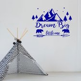 Muursticker Dream Big Little One -  Donkerblauw -  100 x 75 cm  -  alle muurstickers  baby en kinderkamer - Muursticker4Sale