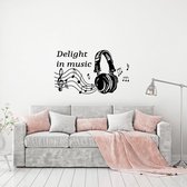 Muursticker Delight In Music -  Lichtbruin -  80 x 46 cm  -  alle muurstickers  woonkamer  engelse teksten - Muursticker4Sale