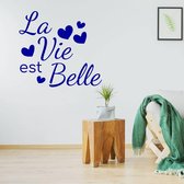 Muursticker La Vie Est Bella - Donkerblauw - 44 x 40 cm - franse teksten
