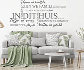 Muursticker In Dit Huis - Donkergrijs - 160 x 73 cm - taal - nederlandse teksten woonkamer alle