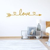 Muursticker Love Met Hartje -  Goud -  160 x 37 cm  -  slaapkamer  woonkamer  alle - Muursticker4Sale
