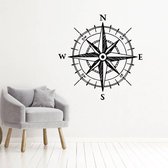 Muursticker Kompas - Zwart - 100 x 100 cm - slaapkamer woonkamer alle