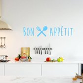 Muursticker Bon Appétit - Lichtblauw - 120 x 26 cm - franse teksten keuken