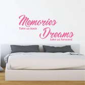 Muursticker Memories Dreams -  Roze -  80 x 36 cm  -  slaapkamer  engelse teksten  woonkamer  alle - Muursticker4Sale