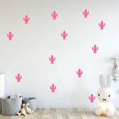 Muursticker Cactus - Roze - 12 x (9 x 12 cm) - baby en kinderkamer