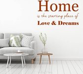 Muursticker Home, Love, Dreams -  Bruin -  80 x 47 cm  -  woonkamer  slaapkamer  alle - Muursticker4Sale