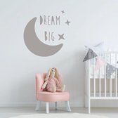 Muursticker Dream Big -  Zilver -  50 x 50 cm  -  alle muurstickers  baby en kinderkamer  engelse teksten - Muursticker4Sale