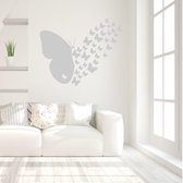 Muursticker Vliegende Vlinders -  Zilver -  100 x 82 cm  -  alle muurstickers  baby en kinderkamer  slaapkamer  woonkamer  dieren - Muursticker4Sale
