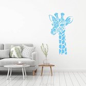 Muursticker Giraffe -  Lichtblauw -  69 x 120 cm  -  alle muurstickers  baby en kinderkamer  woonkamer  dieren - Muursticker4Sale