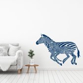 Muursticker Kleine En Grote Zebra -  Donkerblauw -  100 x 71 cm  -  woonkamer  alle muurstickers  slaapkamer  dieren - Muursticker4Sale