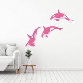 Muursticker Orka's -  Roze -  100 x 74 cm  -  woonkamer  alle muurstickers  slaapkamer  baby en kinderkamer  dieren - Muursticker4Sale