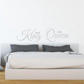 Muursticker Her King - His Queen -  Zilver -  80 x 21 cm  -  alle muurstickers  slaapkamer  engelse teksten - Muursticker4Sale
