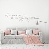 Muursticker Love Your Life, It’s The Only Life You Have. - Zilver - 160 x 40 cm - alle muurstickers woonkamer slaapkamer