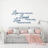 Muursticker Live Laugh Love -  Donkerblauw -  80 x 45 cm  -  woonkamer  alle muurstickers  slaapkamer - Muursticker4Sale