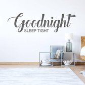 Slaapkamer Sticker Goodnight Sleep Tight -  Donkergrijs -  160 x 45 cm  -  nederlandse teksten  slaapkamer  alle - Muursticker4Sale