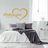 Muursticker Welterusten Slaap Lekker In Hart -  Goud -  160 x 85 cm  -  slaapkamer  nederlandse teksten  alle - Muursticker4Sale