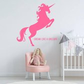 Muursticker Unicorn -  Roze -  120 x 120 cm  -  slaapkamer  alle  engelse teksten  baby en kinderkamer  dieren - Muursticker4Sale