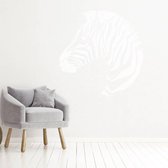 Muursticker Zebra -  Wit -  80 x 80 cm  -  slaapkamer  alle  woonkamer  dieren - Muursticker4Sale