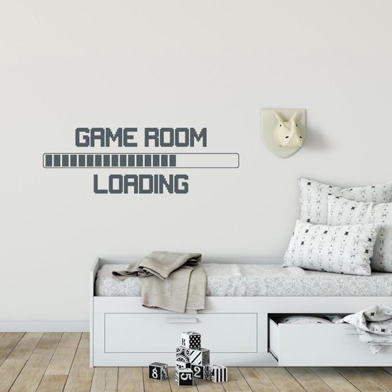 Muursticker Game Room Loading - Donkergrijs - 120 x 40 cm - baby en kinderkamer engelse teksten