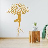 Muursticker Yoga Boom -  Goud -  70 x 100 cm  -  alle muurstickers  woonkamer - Muursticker4Sale