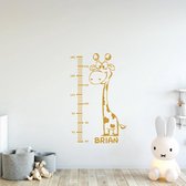 Muursticker Giraffe Met Groeimeter -  Goud -  58 x 96 cm  -  alle muurstickers  baby en kinderkamer  dieren - Muursticker4Sale