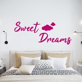 Muursticker Sweet Dreams Met Wolkjes - Roze - 120 x 47 cm - engelse teksten slaapkamer