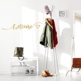 Muursticker Welcome Hartje -  Goud -  120 x 21 cm  -  engelse teksten  woonkamer  keuken  alle - Muursticker4Sale