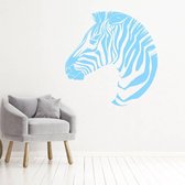 Muursticker Zebra -  Lichtblauw -  120 x 120 cm  -  slaapkamer  alle  woonkamer  dieren - Muursticker4Sale
