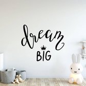 Muursticker Dream Big -  Rood -  60 x 50 cm  -  engelse teksten  baby en kinderkamer  alle - Muursticker4Sale