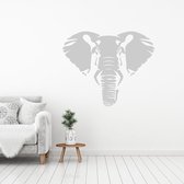 Muursticker Olifant -  Zilver -  140 x 114 cm  -  alle muurstickers  slaapkamer  woonkamer  dieren - Muursticker4Sale