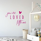 Muursticker You Are Loved Little One -  Roze -  60 x 42 cm  -  alle muurstickers  baby en kinderkamer  engelse teksten - Muursticker4Sale