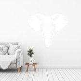 Muursticker Olifant -  Wit -  140 x 114 cm  -  alle muurstickers  slaapkamer  woonkamer  dieren - Muursticker4Sale