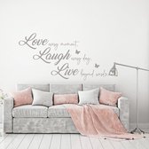 Muursticker Love Laugh Live -  Zilver -  120 x 63 cm  -  alle muurstickers  woonkamer  slaapkamer  engelse teksten - Muursticker4Sale
