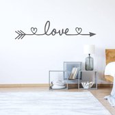 Muursticker Love Met Hartje -  Donkergrijs -  160 x 37 cm  -  slaapkamer  woonkamer  alle - Muursticker4Sale