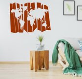 Muursticker Wereldkaart -  Bruin -  80 x 60 cm  -  alle muurstickers  slaapkamer  woonkamer - Muursticker4Sale