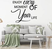 Muursticker Enjoy Every Moment Of Your Life -  Geel -  60 x 52 cm  -  engelse teksten  slaapkamer  woonkamer  alle - Muursticker4Sale