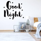 Muursticker Good Night Ster -  Geel -  133 x 120 cm  -  engelse teksten  slaapkamer  alle - Muursticker4Sale