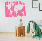 Muursticker Wereldkaart -  Roze -  80 x 60 cm  -  alle muurstickers  slaapkamer  woonkamer - Muursticker4Sale