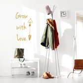 Muursticker Grow With Love Pijl -  Goud -  40 x 69 cm  -  engelse teksten  slaapkamer  woonkamer  baby en kinderkamer  alle - Muursticker4Sale