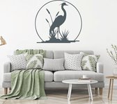 Muursticker Kraanvogel -  Donkergrijs -  80 x 73 cm  -  alle muurstickers  woonkamer  dieren - Muursticker4Sale