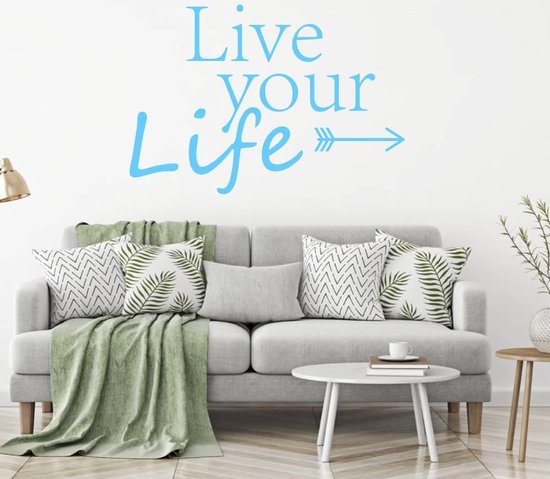 Muursticker Live Your Life Pijl - Lichtblauw - 160 x 106 cm - slaapkamer alle
