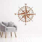 Muursticker Kompas -  Bruin -  80 x 80 cm  -  engelse teksten  slaapkamer  woonkamer  bedrijven  alle - Muursticker4Sale
