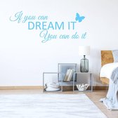 Muursticker If You Can Dream It You Can Do It Met Vlinder - Lichtblauw - 120 x 50 cm - slaapkamer engelse teksten